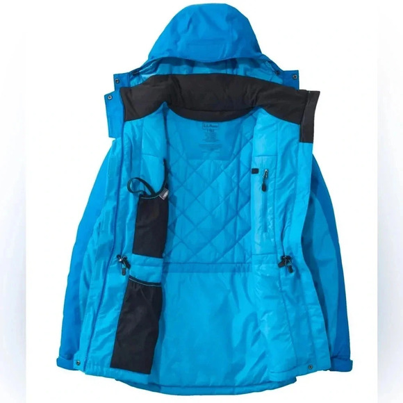 LL Bean Womens Rugged Ridge Parka Coat Jacket Waterproof Primaloft XL Blue - Picture 4 of 16